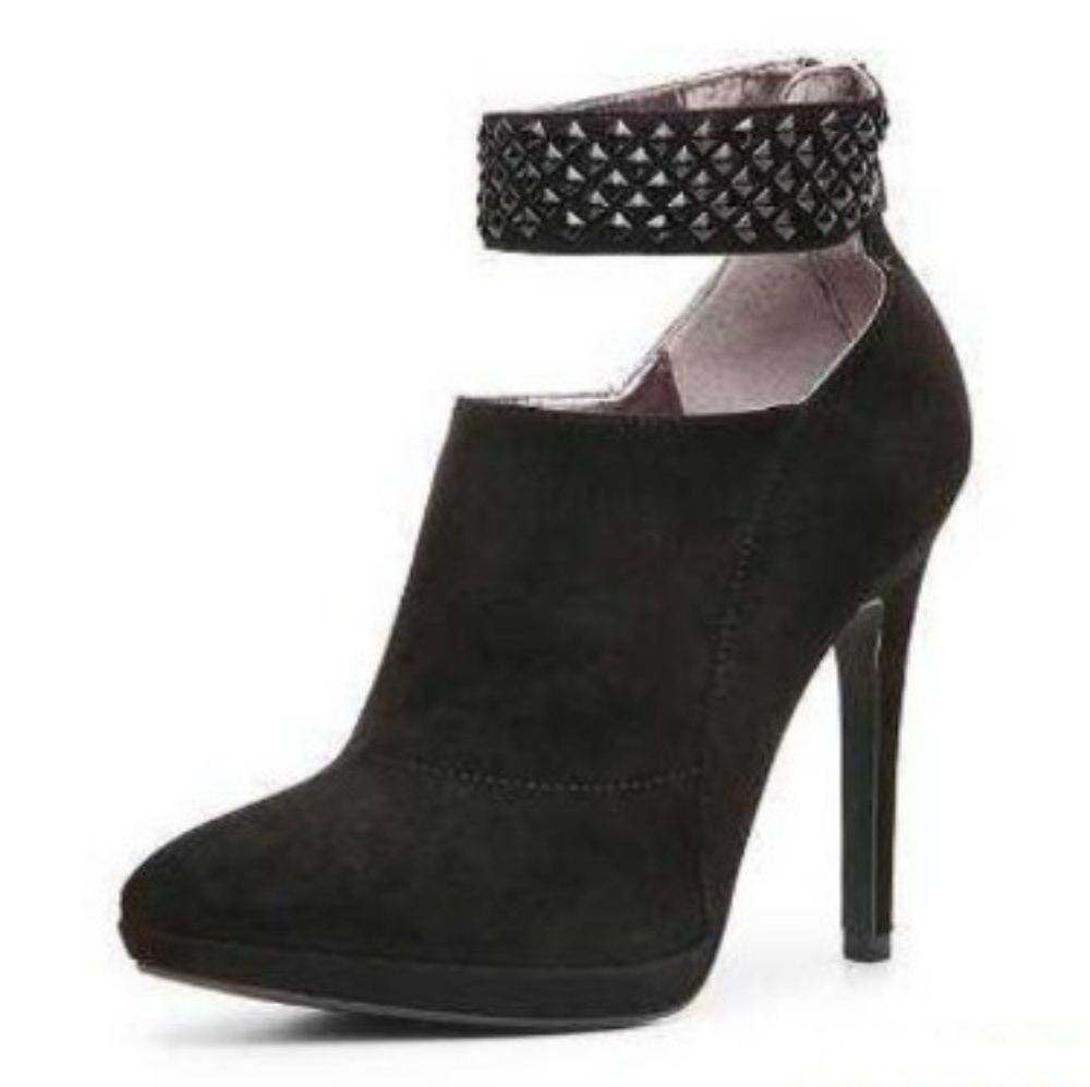 ABS Lenna Black Stiletto Suede Stud Cutout Ankle Booties Sz 8